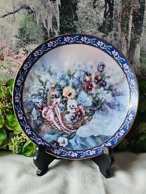 Bradford Exchange Lena Liu's Basket Bouquet "PANSIES" Collectible Plate